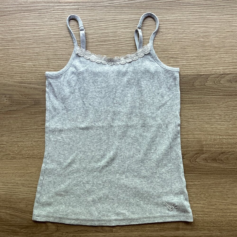 Justice Gray Lace Trim Cami Size 10